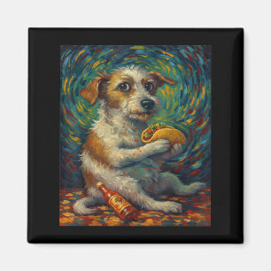 Funny Dog Eating Taco Graphic Art Design Magnet