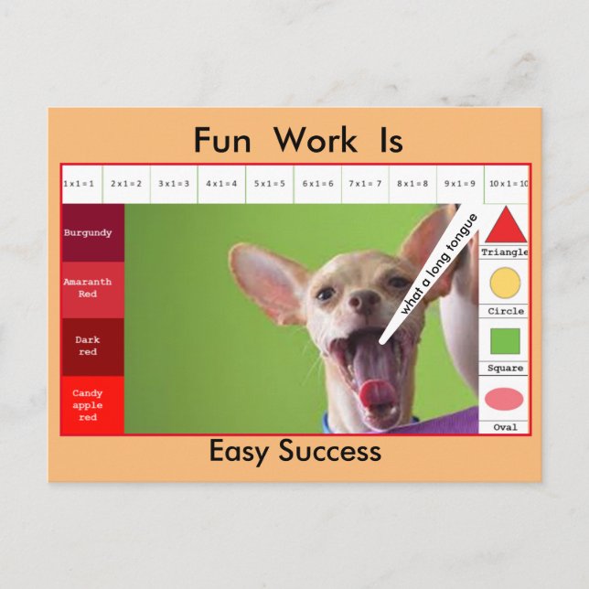 Funny dog educative game postcard (Front)