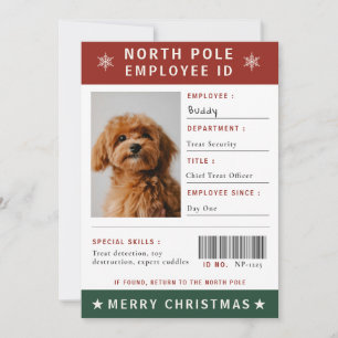 Funny Dog Employee ID Photo Christmas Holiday Card