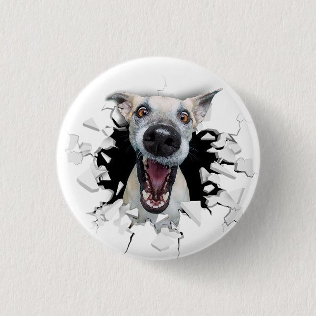 Funny dog face  1 inch round button (Front)