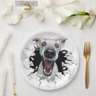 Funny dog face paper plate