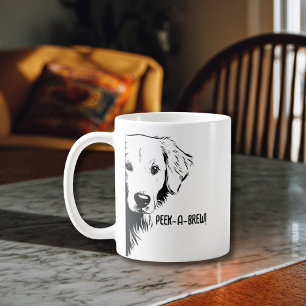 Funny Dog Face & "Peek-a-Brew" Dog Mom Humour Coffee Mug