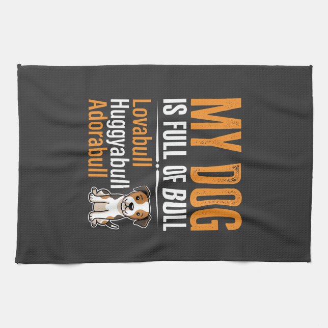 Funny Dog Full Of Bull Design Kitchen Towel (Horizontal)