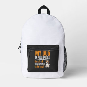 Funny Dog Full Of Bull Design Printed Backpack
