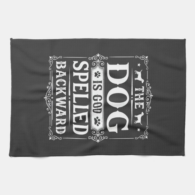 Funny Dog God Spelled Backward Kitchen Towel (Horizontal)