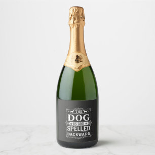 Funny Dog God Spelled Backward Sparkling Wine Label