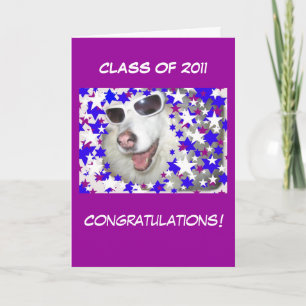 Funny Dog Graduation on Purple Card