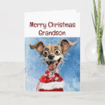 Funny Dog Grandson Kids Christmas Card<br><div class="desc">Funny Dog with a big sack of presents.  Humour for that special Grandson at Christmas




 







  



 



 



 



 


com</div>