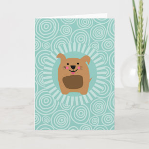 Funny Dog Greeting Card - Cute Puppy Turquoise