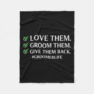 Funny Dog Grooming Art For Men Women Pet Groomer D Fleece Blanket