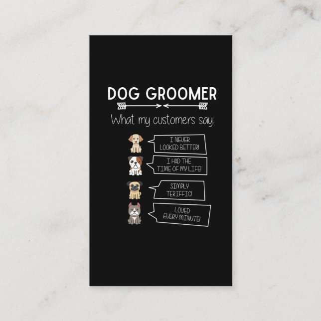Funny Dog Grooming Humourous Puppy Groomer Fun Business Card (Front)