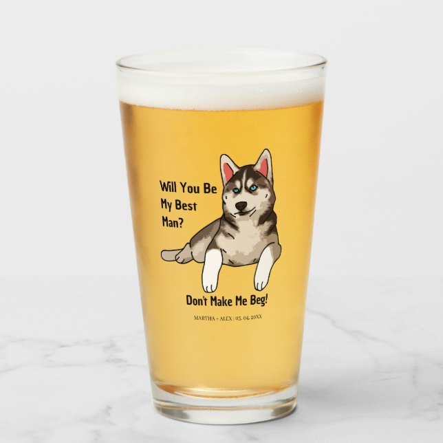 Funny Dog Grroomsmen Proposal Will you be my groom Glass (Front Filled)