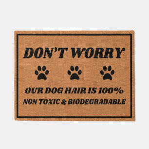 Funny Dog Hair Paw Print Rustic Minimalist Style Doormat