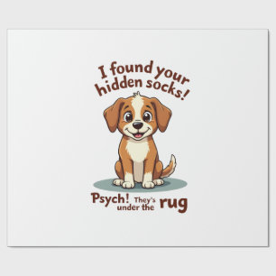 Funny Dog Hidden Socks Quote Vintage Cartoon Pet H Wrapping Paper