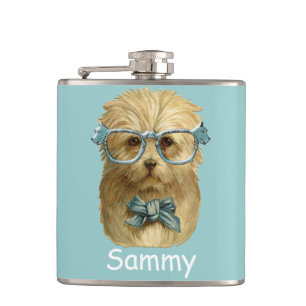 funny dog hipster flask