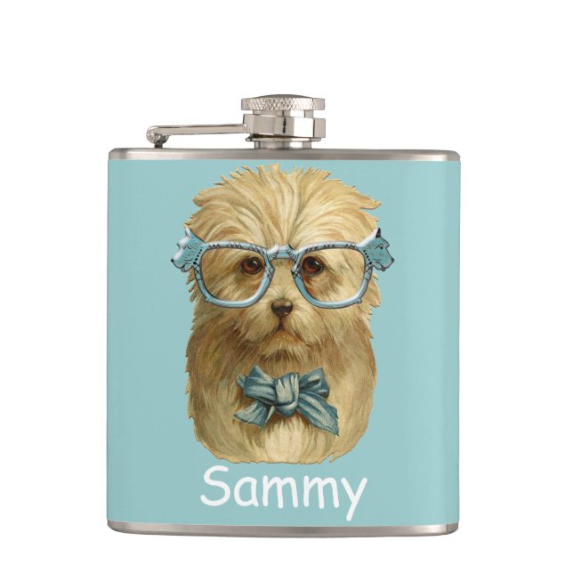 funny dog hipster flask (Front)