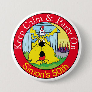 Funny Dog HUH! Birthday Party 3 Inch Round Button