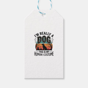 Funny Dog Human Costume Halloween Vintage Dog Desi Gift Tags