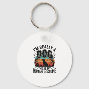 Funny Dog Human Costume Halloween Vintage Dog Desi Keychain