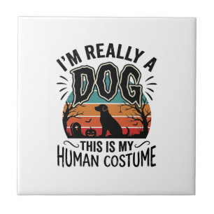 Funny Dog Human Costume Halloween Vintage Dog Desi Tile