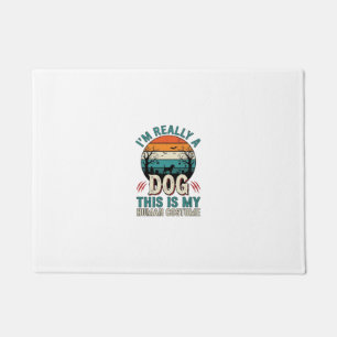 Funny Dog Human Costume Vintage Halloween Shirt_1 Doormat
