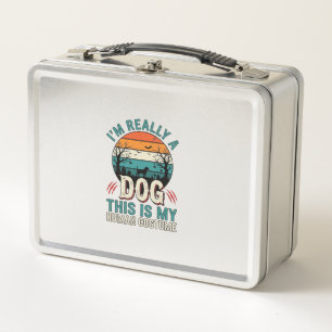 Funny Dog Human Costume Vintage Halloween Shirt_1 Metal Lunch Box