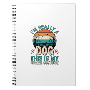 Funny Dog Human Costume Vintage Halloween Shirt_1 Notebook