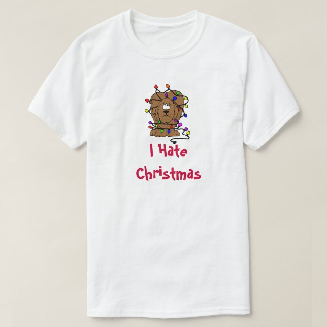 Funny Dog I Hate Christmas Holidays Lights T-Shirt (Design Front)