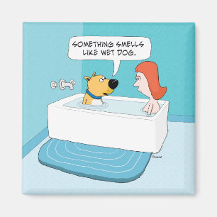 Funny Dog In Tub Notices Wet Dog Smell Magnet