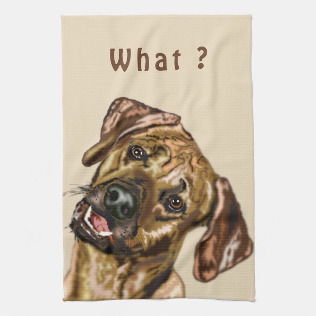 Funny Dog Kitchen Towel - Custom Text (Vertical)