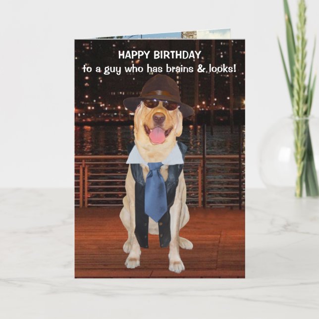 Funny Dog/Lab Birthday for Son or Nephew Card (Front)