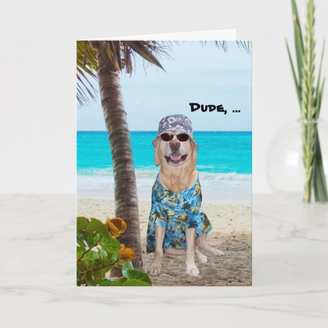 Funny Dog/Lab Hawaiian Birthday Card (Front)