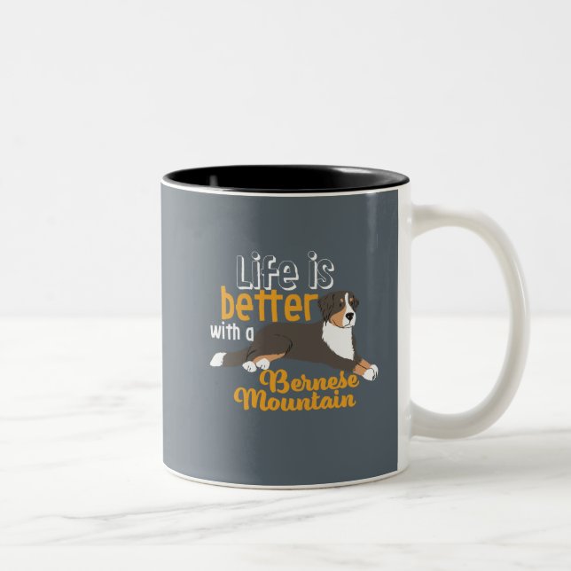 Funny Dog Life Is Better With Bernese Mountain Two-Tone Coffee Mug (Right)