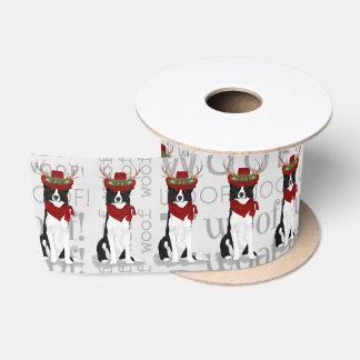 Funny Dog Lover Border Collie Christmas Satin Ribbon