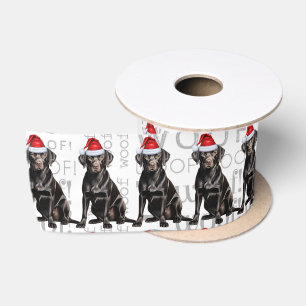 Funny Dog Lover Christmas Black Labrador Retriever Satin Ribbon