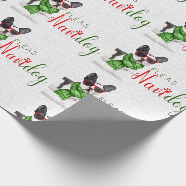 Funny Dog Lover Christmas Boston Terrier Wrapping Paper (Corner)