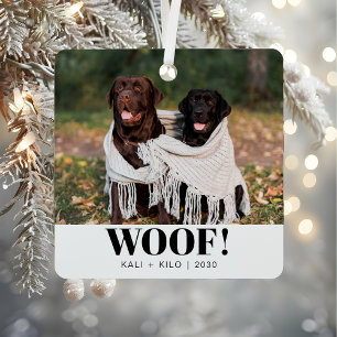 Funny Dog Lover Christmas Photo Cute Personalized Metal Ornament