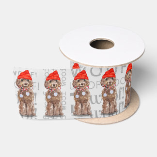 Funny Dog Lover Cute Brown Cockapoo Christmas Satin Ribbon