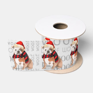 Funny Dog Lover Cute English Bulldog Christmas Satin Ribbon