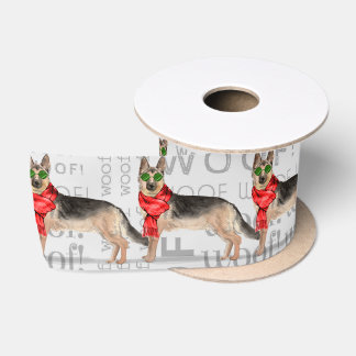 Funny Dog Lover Cute German Shepherd Christmas Satin Ribbon