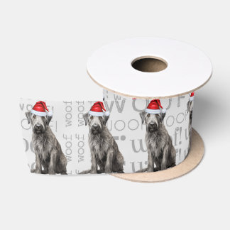 Funny Dog Lover Cute Wolfhound Dog Christmas Satin Ribbon