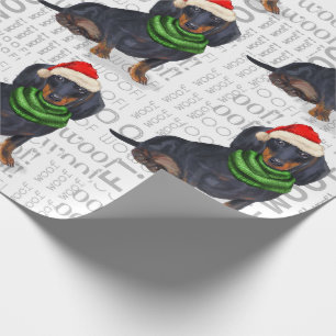 Funny Dog Lover Dachshund in a Santa Hat Wrapping Paper