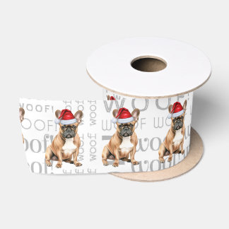 Funny Dog Lover French Bulldog Santa Satin Ribbon