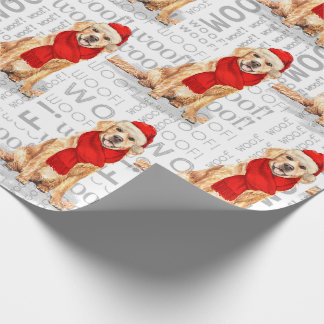 Funny Dog Lover Golden Retriever in a Red Scarf Wrapping Paper