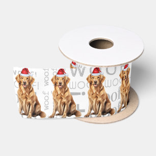 Funny Dog Lover Golden Retriever Santa Satin Ribbon