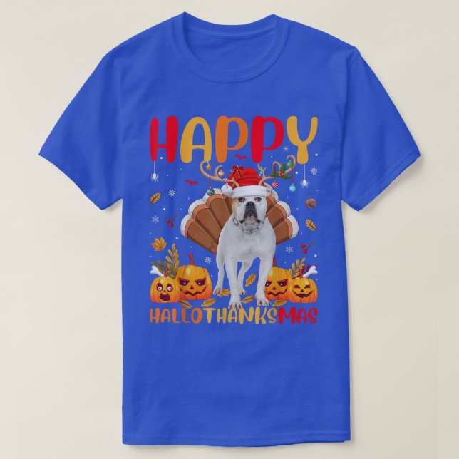Funny Dog Lover Happy American Bulldog HelloThanks T-Shirt (Design Front)