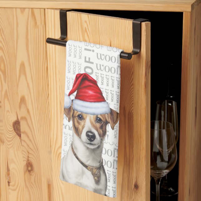 Funny Dog Lover Holiday Jack Russell Christmas Kitchen Towel (Thirds Fold)