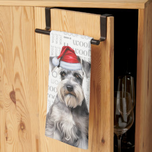 Funny Dog Lover Holiday Schnauzer Christmas Kitchen Towel