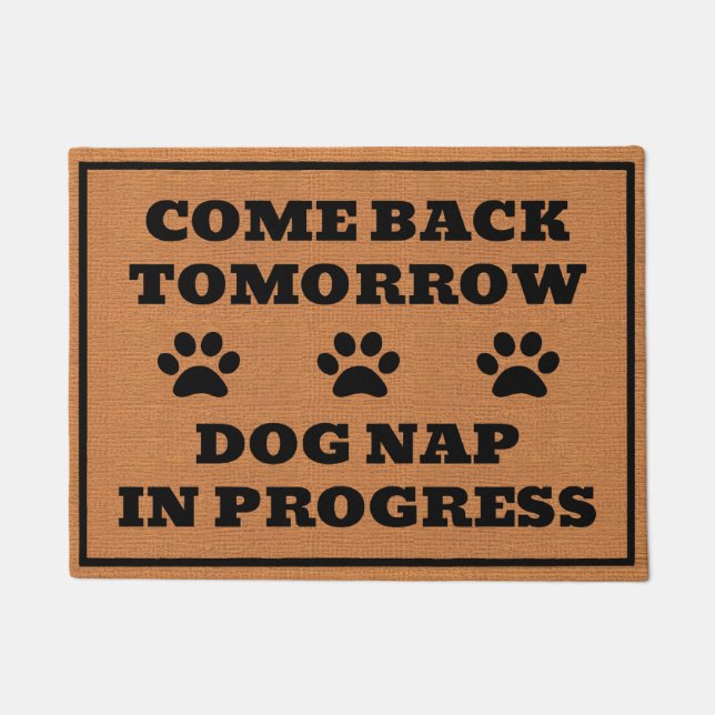 Funny Dog Lover Paw Print Rustic Brown Minimalist Doormat (Front)