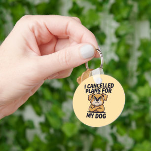 Funny Dog Lover Quote Cartoon Illustration Keychain